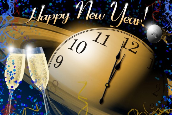 This is a free, public domain image wishing all a Happy New Year with champagne, a clock about to strike midnight and a NASA space them to welcome the new year.  Wishing all a joyful new year, members of the Cassini-Huygens team offer us their views of Saturn and the Cassini spacecraft. Cassini-Huygens, a cooperative project of NASA, the European Space Agency and the Italian Space Agency, which is managed by the Jet Propulsion Laboratory, a division of the California Institute of Technology in Pasadena, for NASA. The Cassini orbiter (pictured at the top right of this image) and its two onboard cameras were designed, developed and assembled at JPL. The imaging operations center is based at the Space Science Institute in Boulder, Colorado. Image Credit: NASA/JPL
